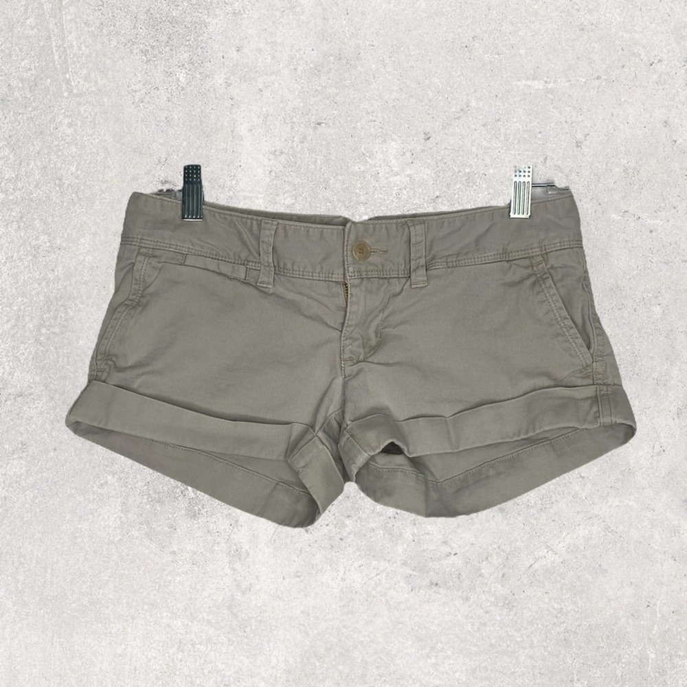 COPY - American Eagle Grey Khaki Low Rise Shortie Shorts Y2K Pocket Shorts Sz 0